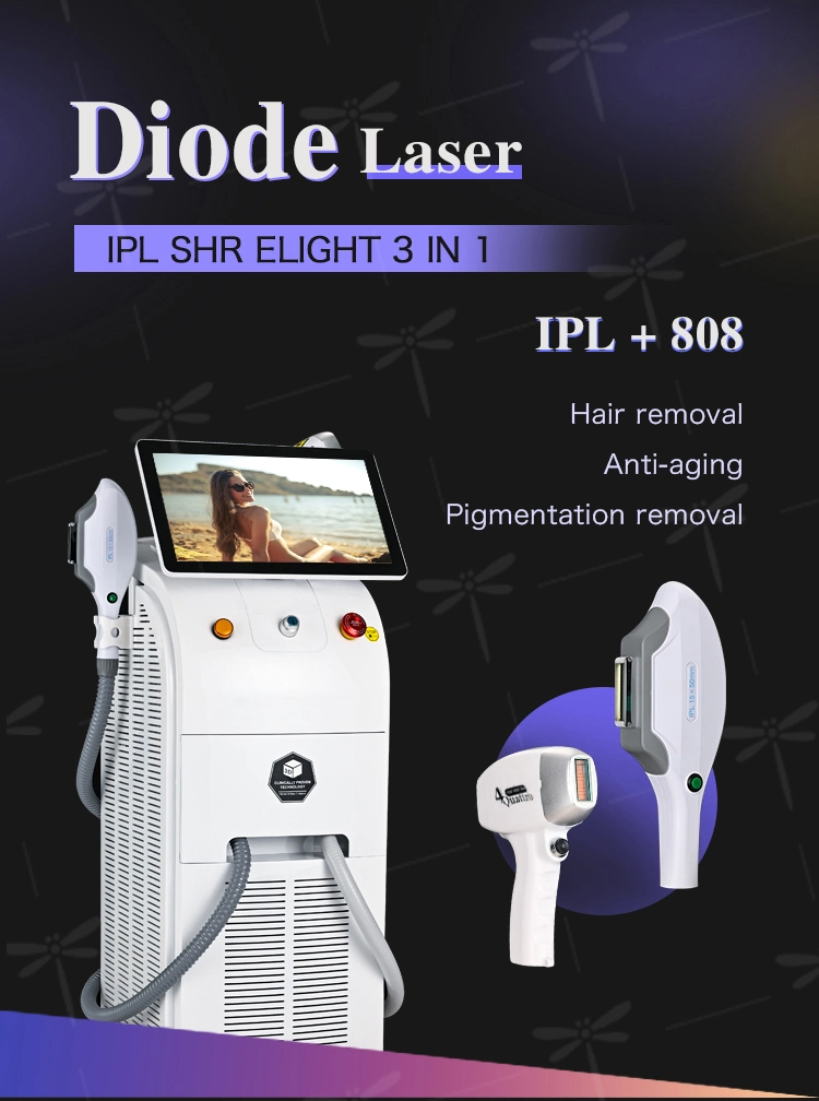 Diode Laser Hair Removal Machine Multifunction IPL Skin Rejuvenation Laser Epilator Three Waves Beauty Machine