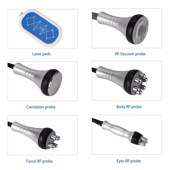 Máquina portátil de adelgazamiento por cavitación al vacío RF 6 en 1 con almohadillas lipoláser